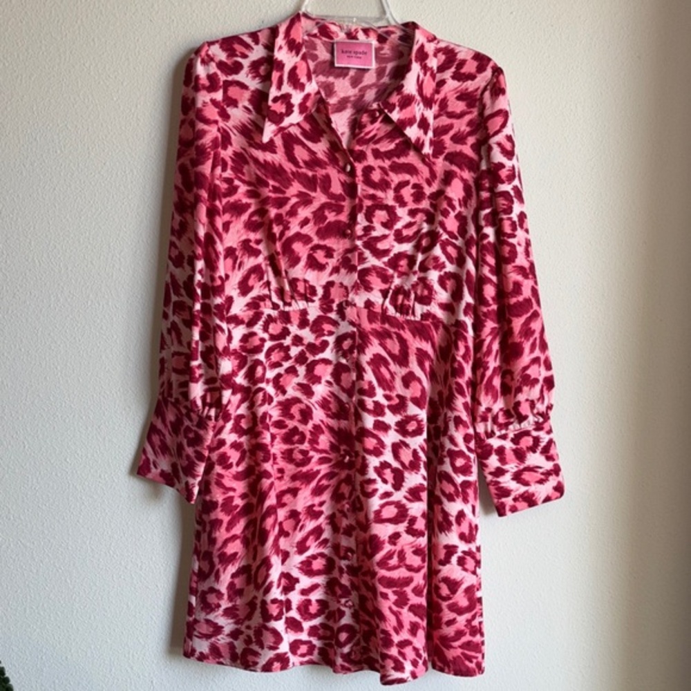 KATE SPADE‎ PANTHERA Pink Leopard Shirt Dress